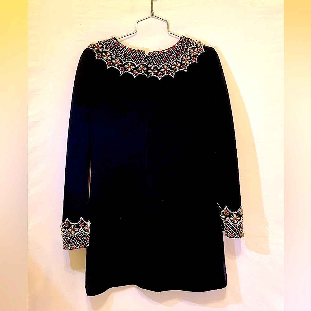 Vintage TERIDOT Wool Beaded Dress - Picture 3 of 16